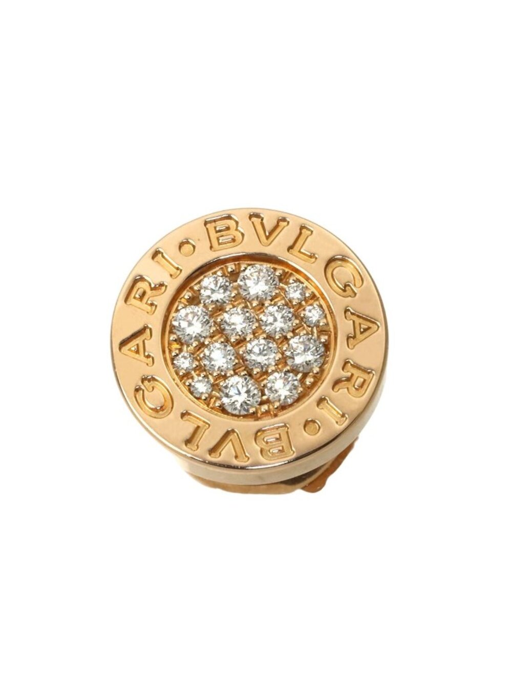 Bvlgari Diamond Single Earrings 18k Pink Gold One Side Pierced